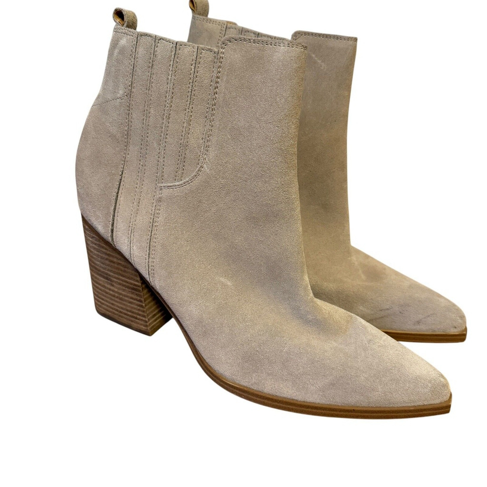 Marc Fisher Matter Block Heel Booties Tan‎ Suede Leather Women’s Size 12